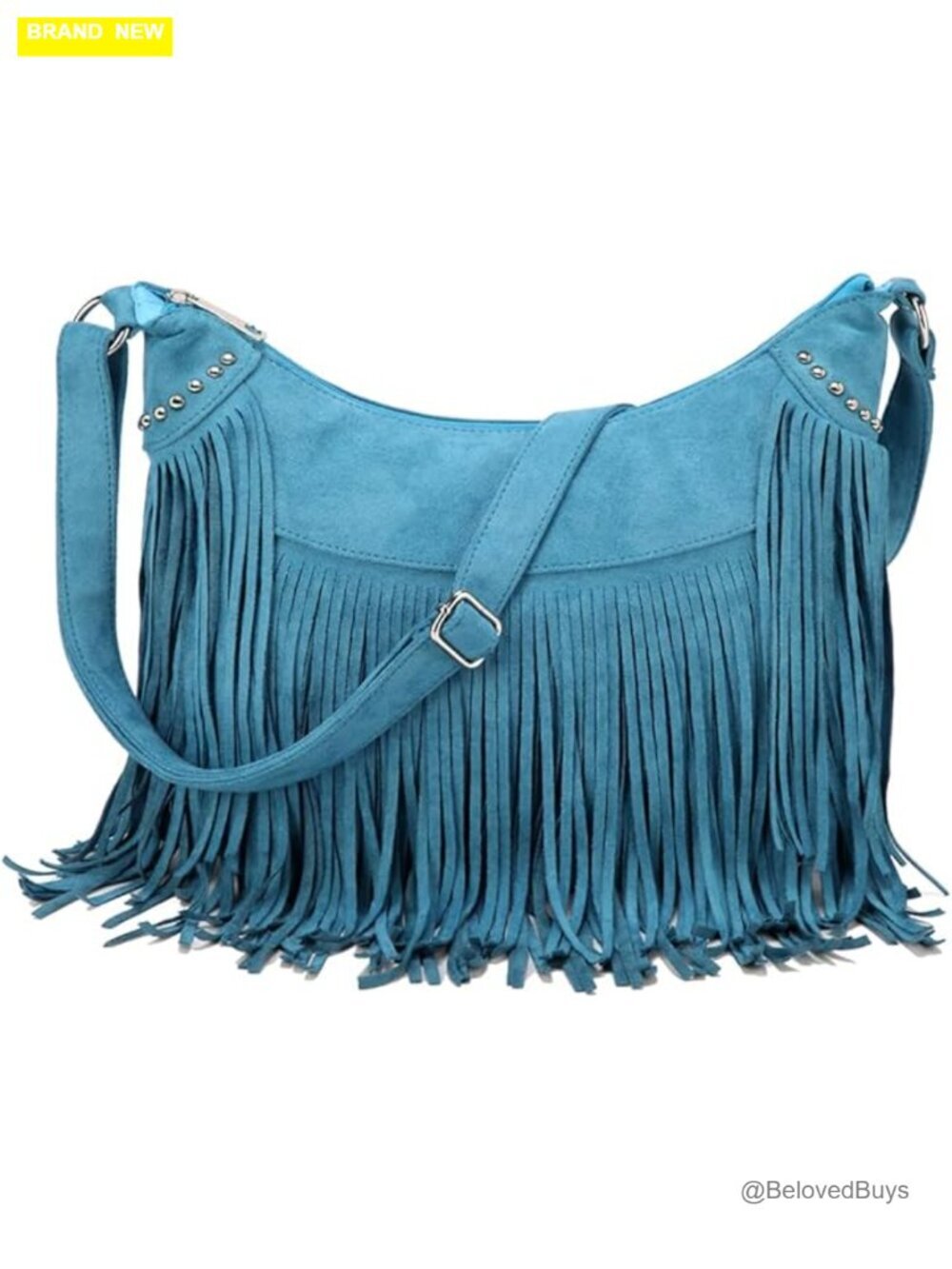 Vintage Suede Fringe Hobo Bag Tassel Crossbody Shoulder Purse Boho Western